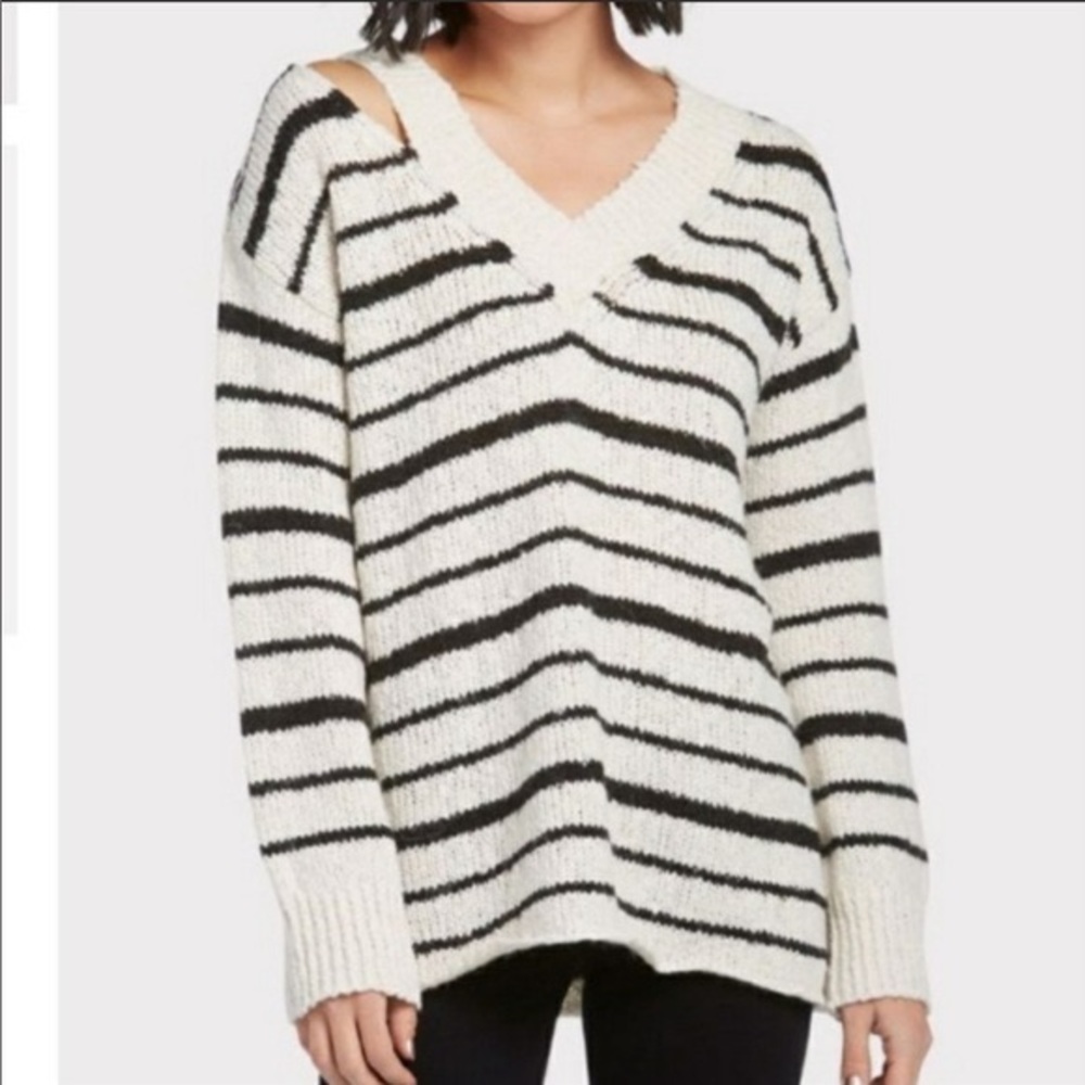 John + Jenn Oversized Striped Sweater with cutout